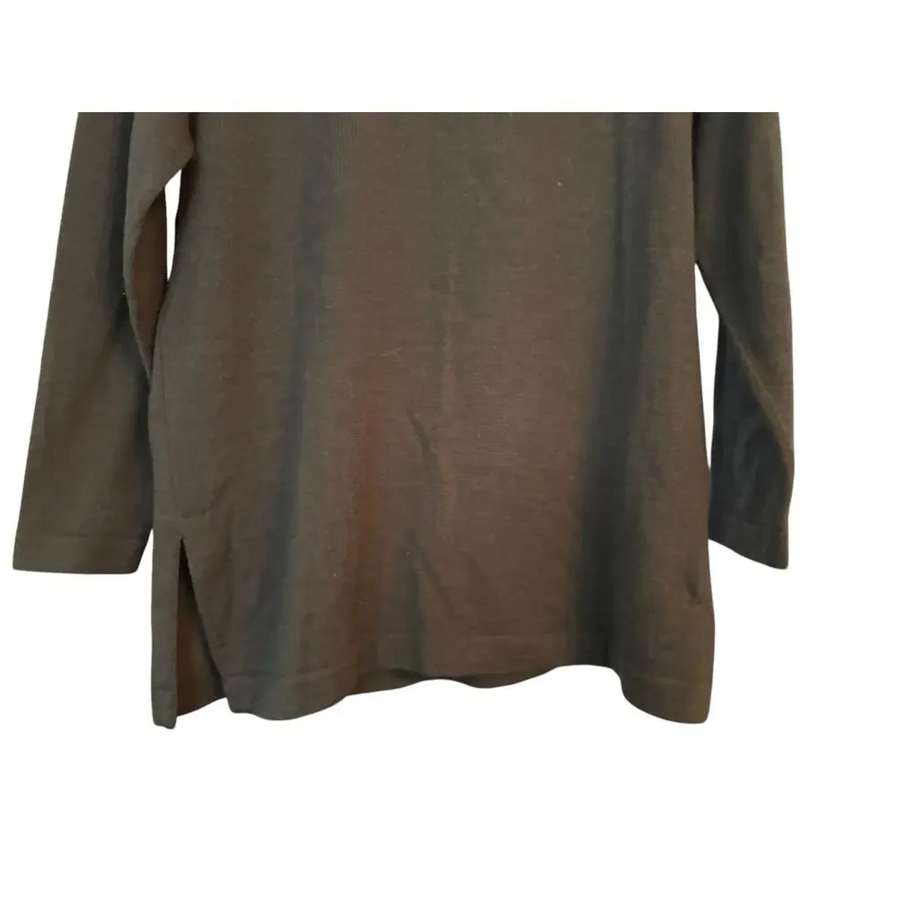 Peruvian Connection Baby Alpaca Wool Sweater L  Long Line Classic Simple FLAW